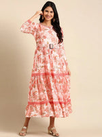 Women's Peach Printed Anarkali Kurta-BCCK-929-Peach