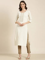 Women Cream Solid Straight Kurta-SKC-840-Cream