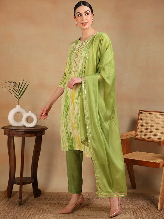 Ahika Women Cream Cotton Blend Embroidered Straight Kurta Pant Set