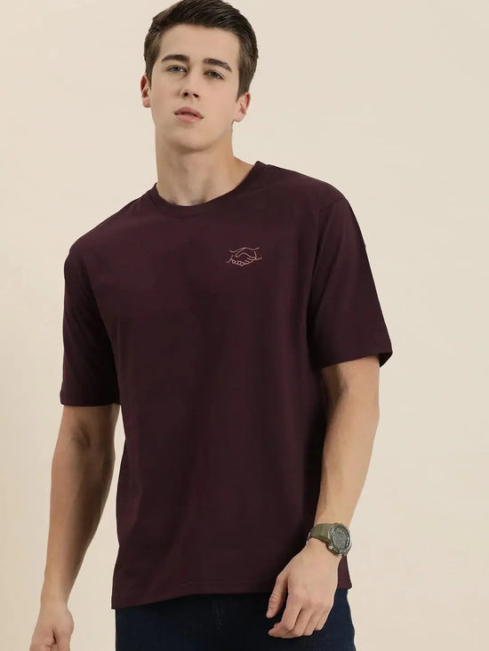 Dillinger Maroon Graphic Oversized T-Shirt-DLMOV157WINE-S