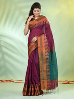 Magenta Cotton Saree With Zari Borders-MA66BCT43620060