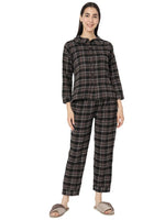 Smarty Pants Women's Brush Cotton Grey Color Checks Night Suit-SMNSP-920D-S