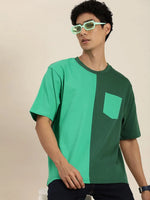 Dillinger Green Colourblocked Oversized T-Shirt