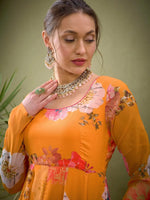 Women Yellow Floral Anarkali Kurta