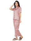 Smarty Pants Women's Silk Satin Rose Gold Color Aztec Printed Night Suit-SMNSP-939-S