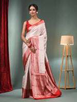 Off White Blended Silk Handwoven Saree With Woven Zari Designs-MA50BSL461160105