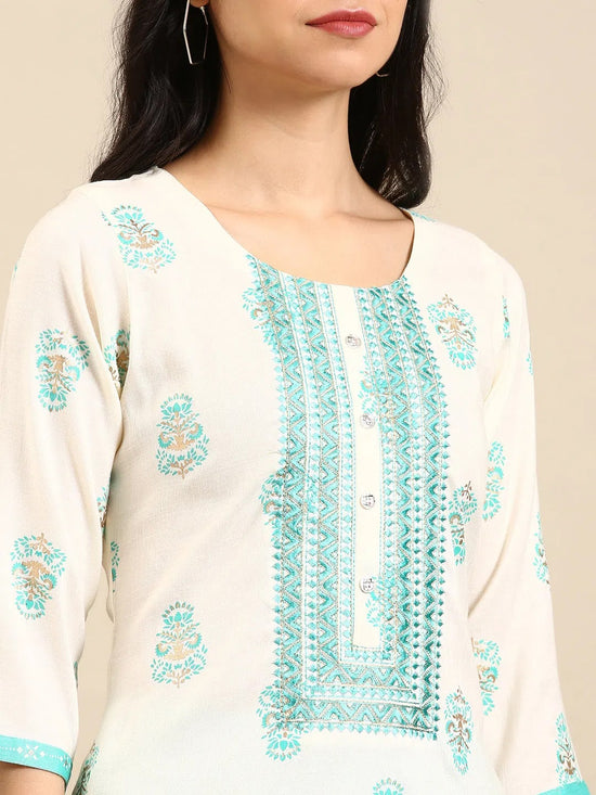 Women's Cream Floral Kurta Set-SKC-794-Cream