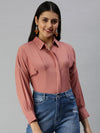 Women's Mauve Solid Shirt-AE-10196-Mauve