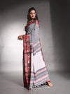 Grey Pure Cotton Soft Saree With Nakshi Border-MA54CT33440061