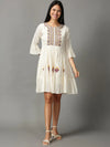 Women's Off White Solid Fit and Flare Kurta-SNG-2362-Offwhite