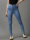 Women's Blue Solid Skinny Fit Denim Jeans-GZ-5281-1-Blue