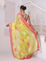 Yellow Muslin Saree With Zari Woven Nakshi Borders-MA62MS331980030