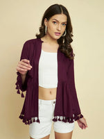 Wine Peplum Shrug