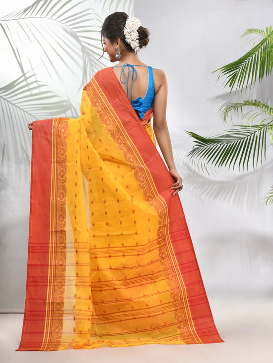 Yellow Pure Cotton Tant Saree With Woven Designs-MA51TT43480108