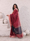 Dark Red Pure Cotton Soft Saree With Temple Border-MA54CT041380011