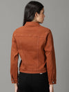 Women's Rust Solid Open Front Jacket-GZ-5577-Rust