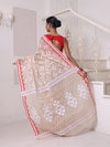 Beige Cotton Handwoven Jamdani Saree-MA64JM401380032