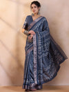 Saree Mall Women's  Blend Navy Blue Printed Designer Saree With Blouse Piece-HOLAND74A