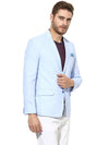 Hangup Men Standard Solid Men Formalwear-SkyBlueLinenBlazer