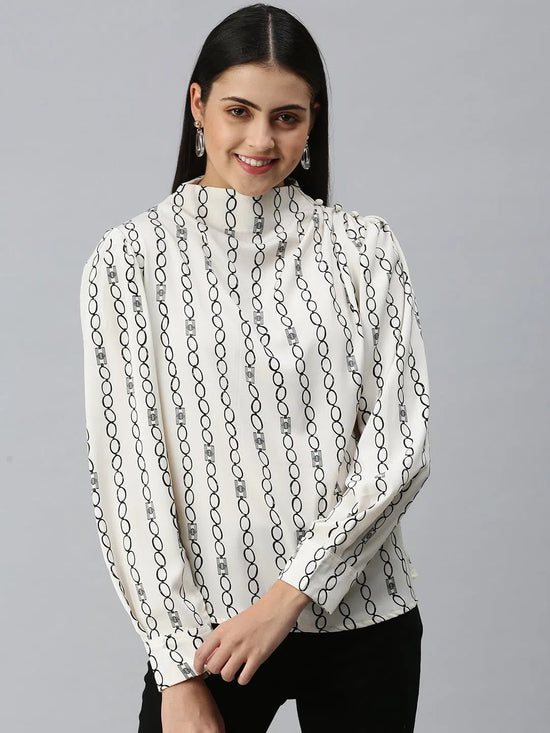 Women's Printed Off White Top-AE-7026-Offwhite