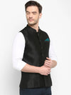 Hangup Men Standard Solid Men's Indian Wear-Black_SIlk_Nehru