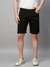 Genips Men's Bottle Green Cotton Lycra Slim Fit Shorts