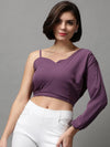 Women's Violet Solid Crop Top-AE-10403-Violet