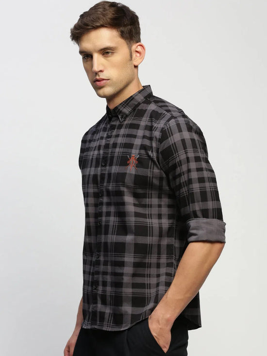 Men Grey Checked Shirt-CLEON-1797-Grey