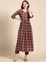 Women's Maroon Printed Kurta Set-SKC-1002-Maroon