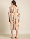 Women Peach Floral Shirt Dress-DW-5068-Peach