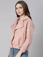 Women Peach Solid Open Front Jacket-CHN-2056-Peach