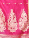 Hot Pink Cotton Saree With Zari Borders-MA64BCT401190040