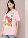 Dillinger Pink Graphic Oversized T-Shirt-WMNCR455PINK-XS