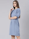 Women Blue Polka Dots A Line Dress-AE-9894-Blue