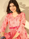 Ahika Women Pink Cotton Blend Floral Printed Peplum Tunic-VT1284