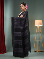 Black Matka Handwoven Saree With Shibori Print-MA50MT062200059