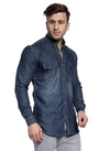 Hangup Men Slim Solid Shirts-BenDarkDenim