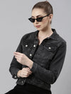 Women Grey Solid Denim Jacket-GZ-5528-Grey