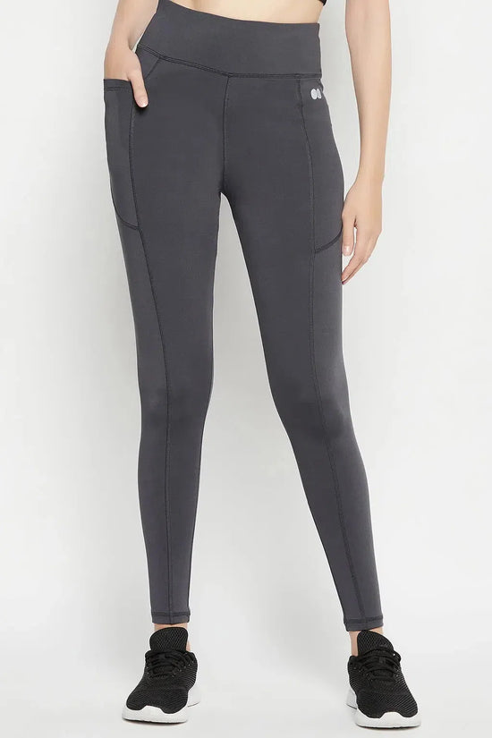 Clovia Snug Fit High-Rise Active Tights in Dark Grey