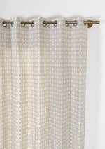 Mirage 100% cotton geometric sheer curtain for living room - Light filtering - Grey - Single - Pack of 1-240423017