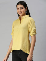 Women's Yellow Solid Shirt-AE-10232-Yellow