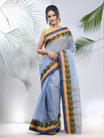 Blue Pure Cotton Tant Saree With Woven Designs-MA51TT43430125