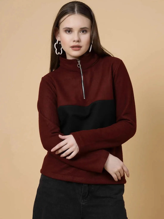 Rigo Colorblock High Neck Sweatshirt