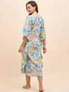 Long Kaftan Dress in Blue and Pink Watermelon Print