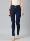 Women Navy Blue Solid Skinny Fit Denim Jeans-LT-22874-Navyblue