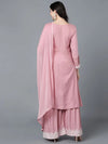 Ahika Women Pink Polysilk Embroidered Kurta Sharara With Dupatta