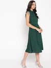 Front placket two layer midi dress in Bottle Green