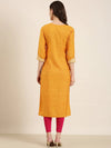 Women Mustard Printed Straight Kurta-AT-A830-K-Mustard