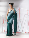 Teal Cotton Saree With Stripes Pattern Sequine Work-MA55CT06500129