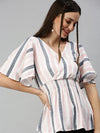 Women's Pink Striped Tops-AE-103004-Pinkwhite